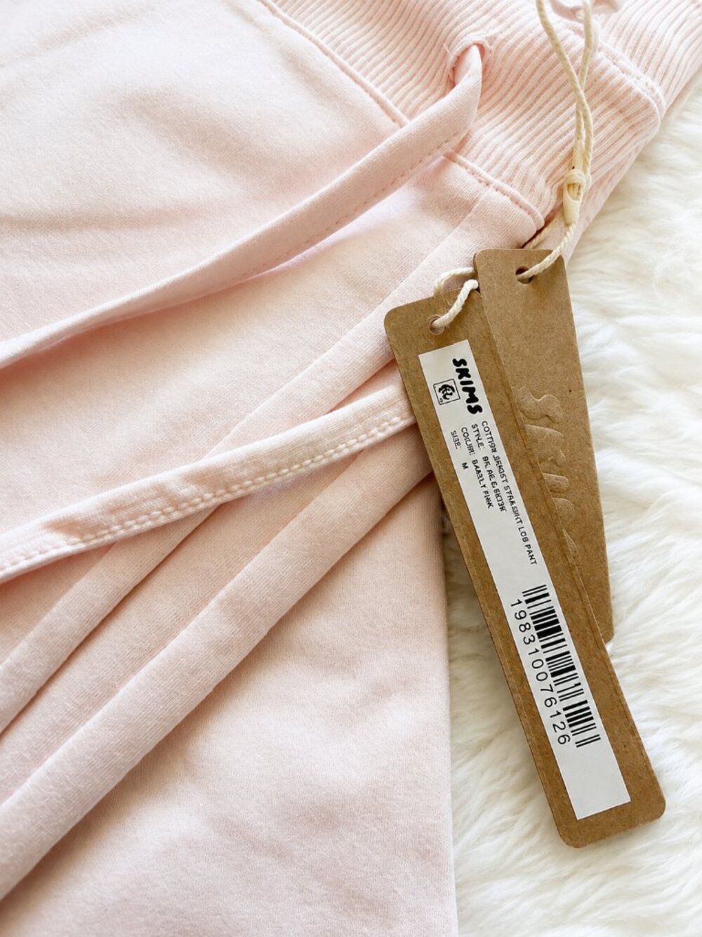SKIMS Cotton Jersey Barely Pink T-Shirt & Straight Leg Pant Set NWT S M L - Picture 5 of 8